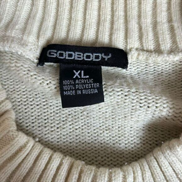 Godbody Sweater Mens X-Large Suede Patchwork Knit Baggy Pullover Y2K Street Wear - Picture 7 of 8